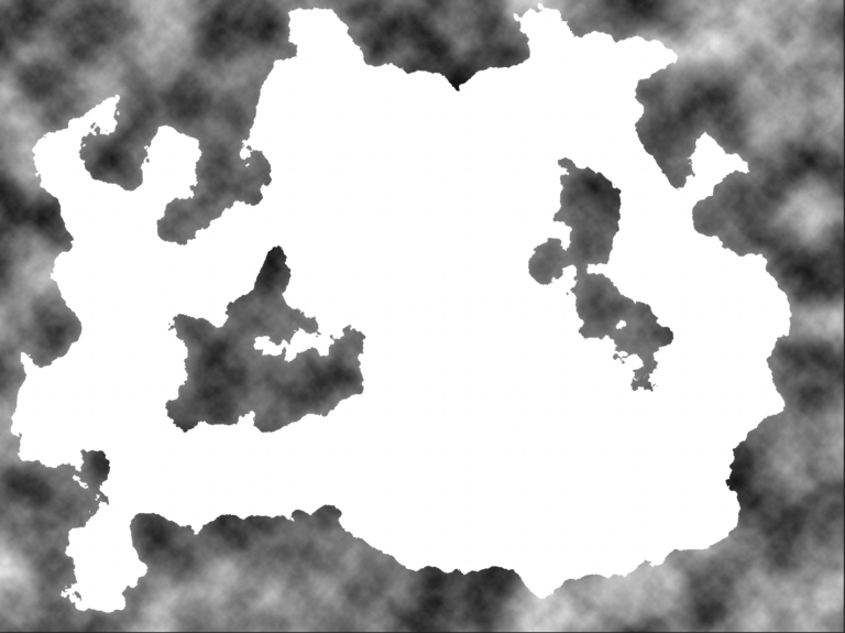 In Photoshop, removing the black in a making a fantasy map helps unveil the noise in the layer beneath to create a variation of water for the ocean layer.