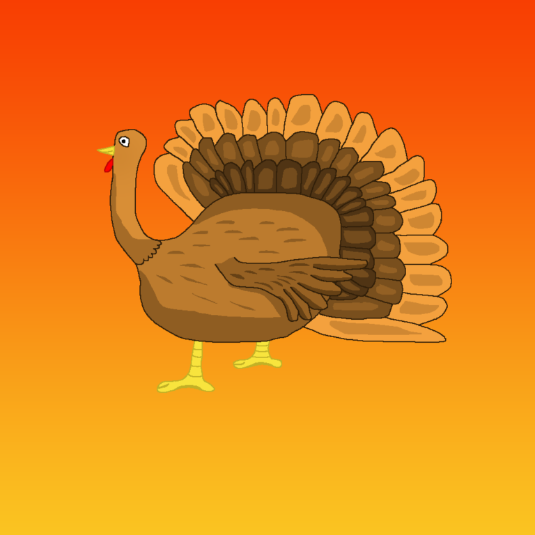 Happy Thanksgiving! This is a turkey with a orange-yellow background.